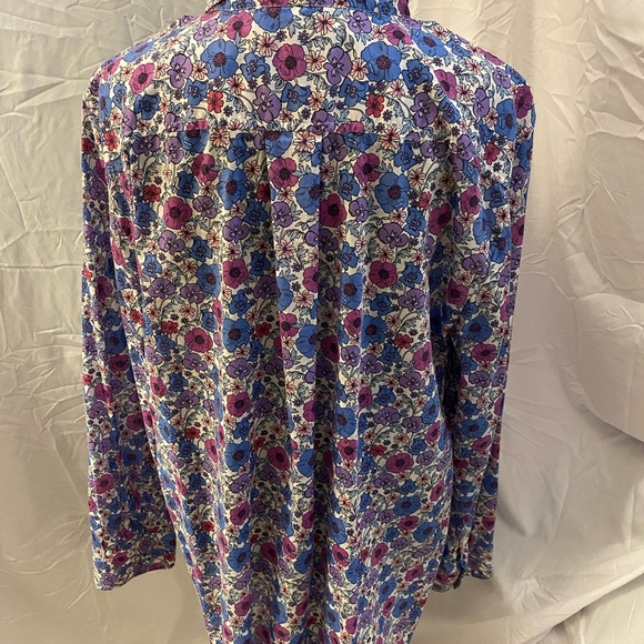 Talbots Blue and Purple Floral Button Down Shirt - Picture 4 of 11